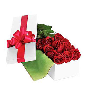 Dozen Boxed Premium Roses (Red, Pink, Rainbow, Blue, Purple, Mixed, White, Yellow)