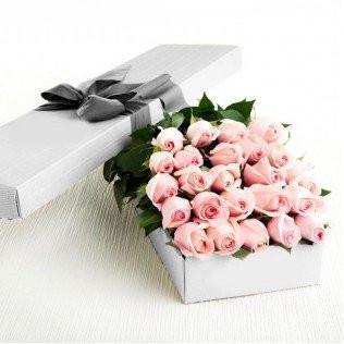 Valentine Two Dozen Boxed Roses (Red, Pink, Rainbow, Blue, Purple, Mixed, White, Yellow)